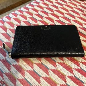 Kate Spade large black leather travel wallet